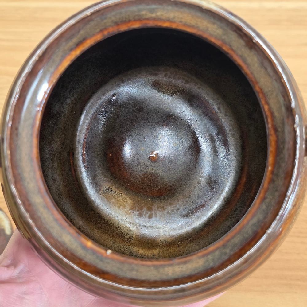 Vintage Stoneware Pot‎ with Lid Handcrafted Rustic Brown Ceramic Kitchenware - Picture 5 of 9